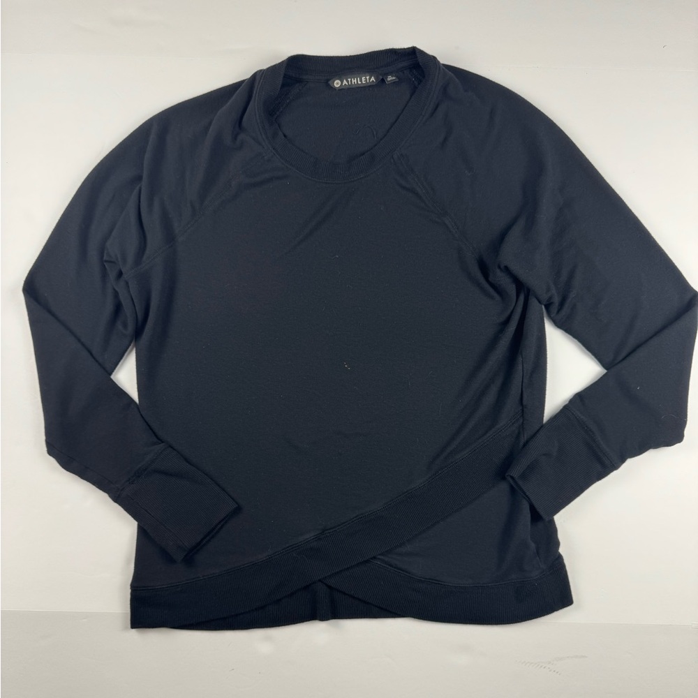 Athleta Classic Black Knit Top criss cross sweater size medium